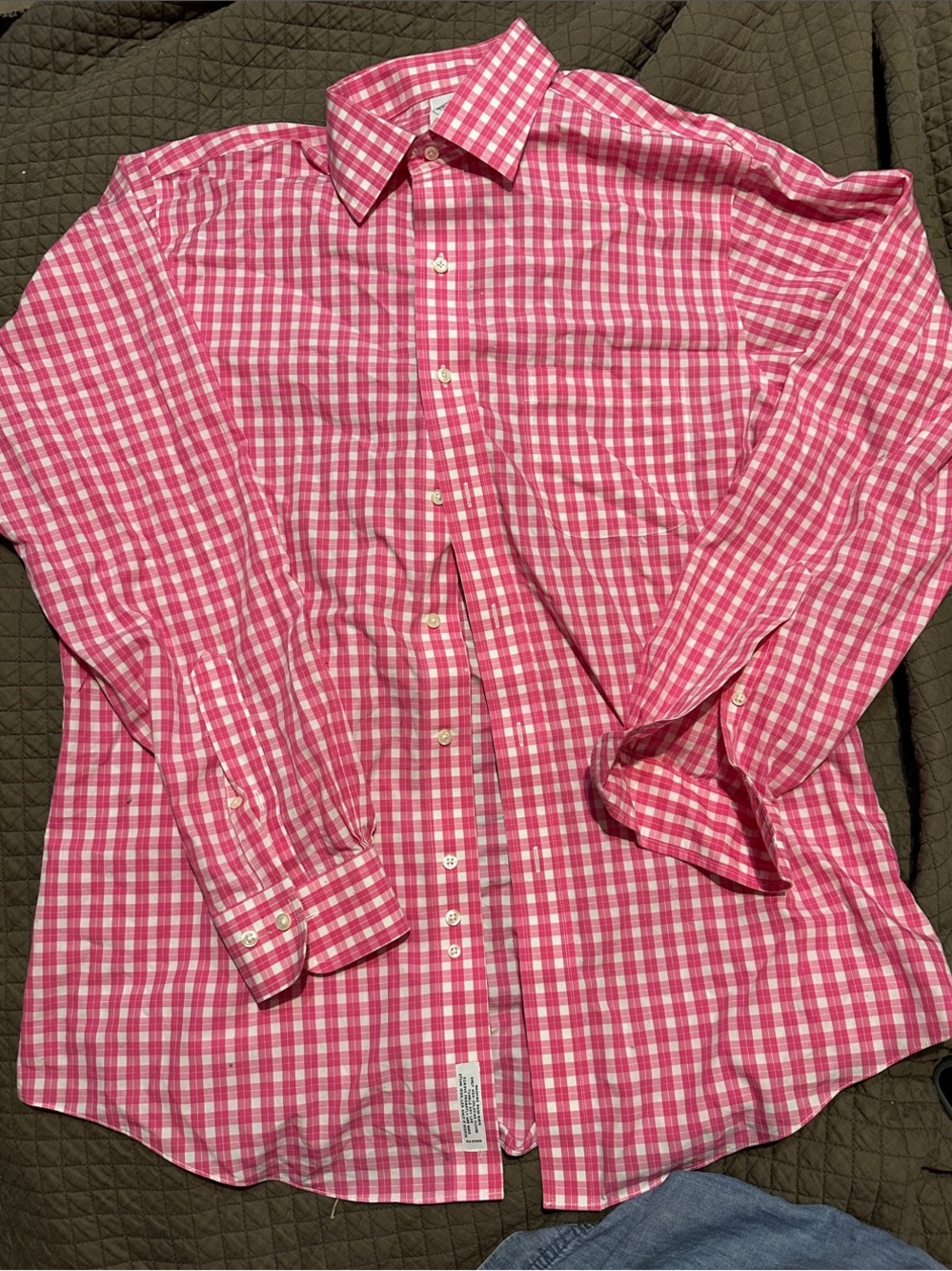 Brooks Brothers Pink and White Check Button-Down Shirt 16-4/5 Slim Fit